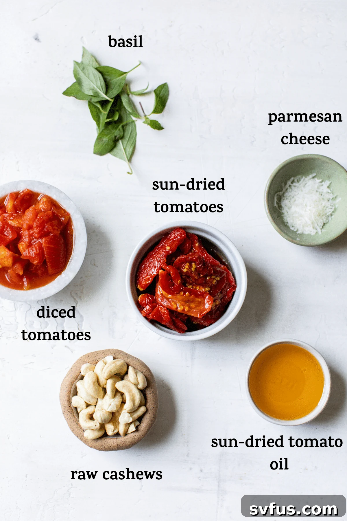 ingredients to make pesto with text overlay