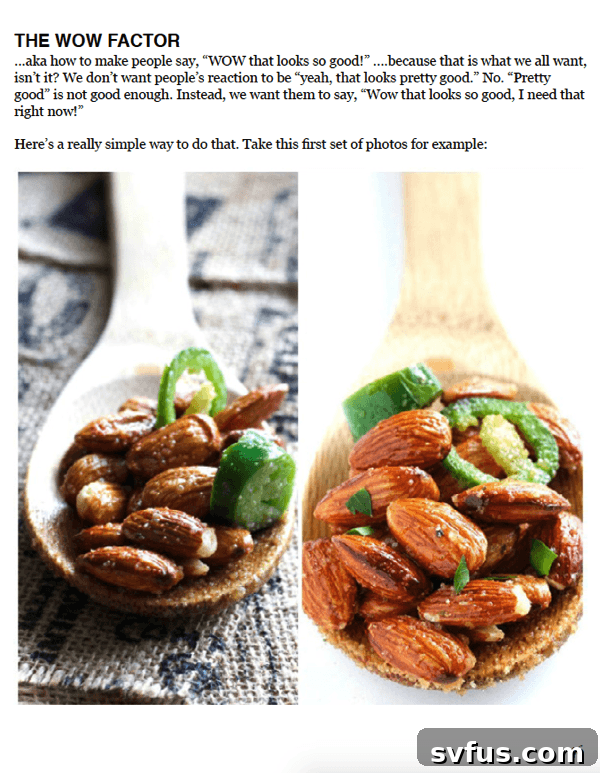 Final sample page, demonstrating actionable food styling advice