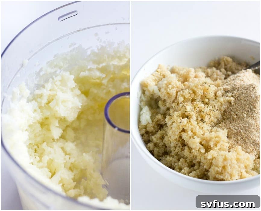 Vegan Cauliflower Quinoa Meatballs, perfectly seasoned and ready for cooking.