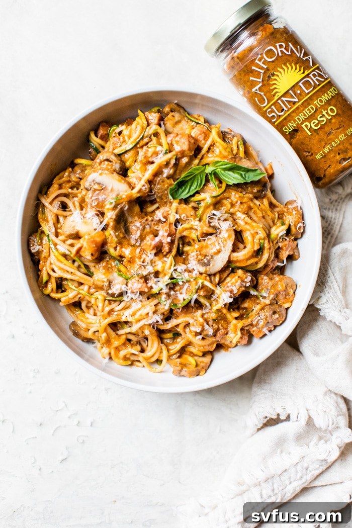 pesto pasta in a bowl