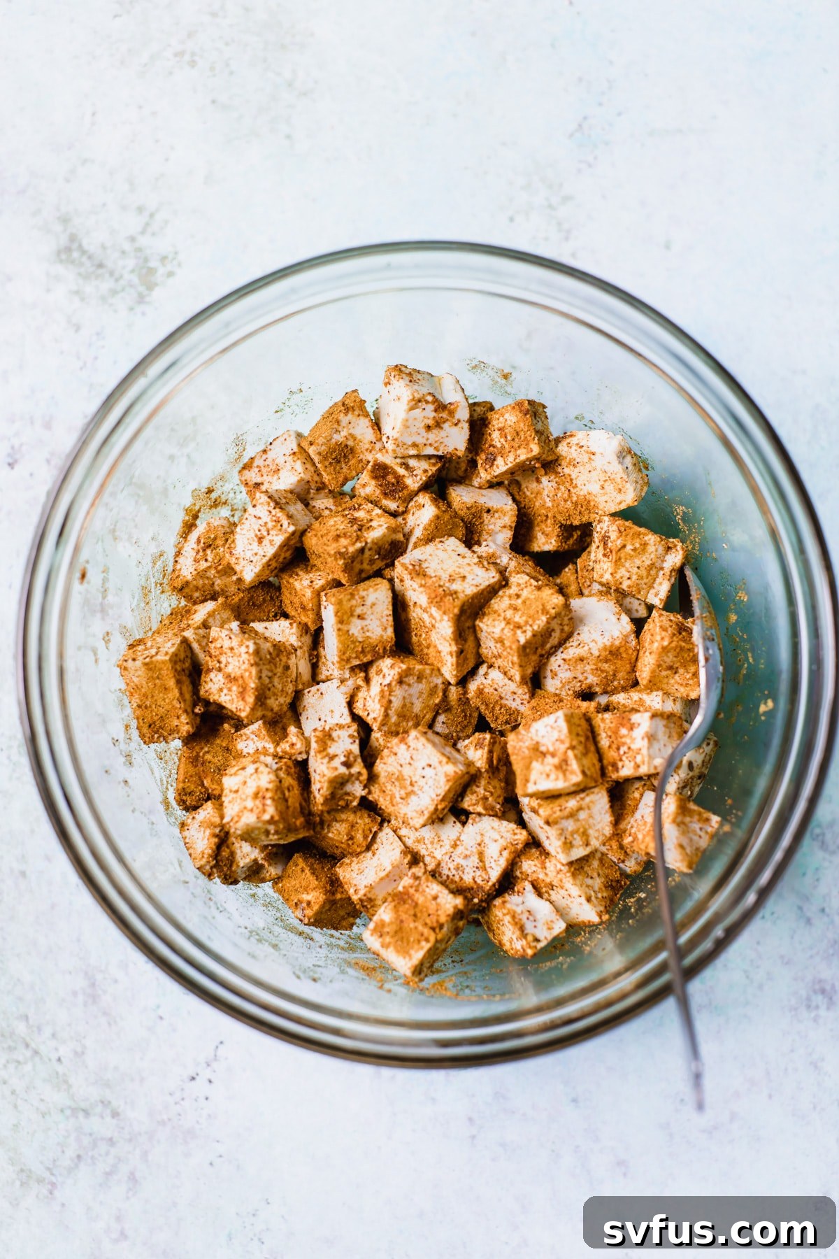 bowl of tofu with seasoning