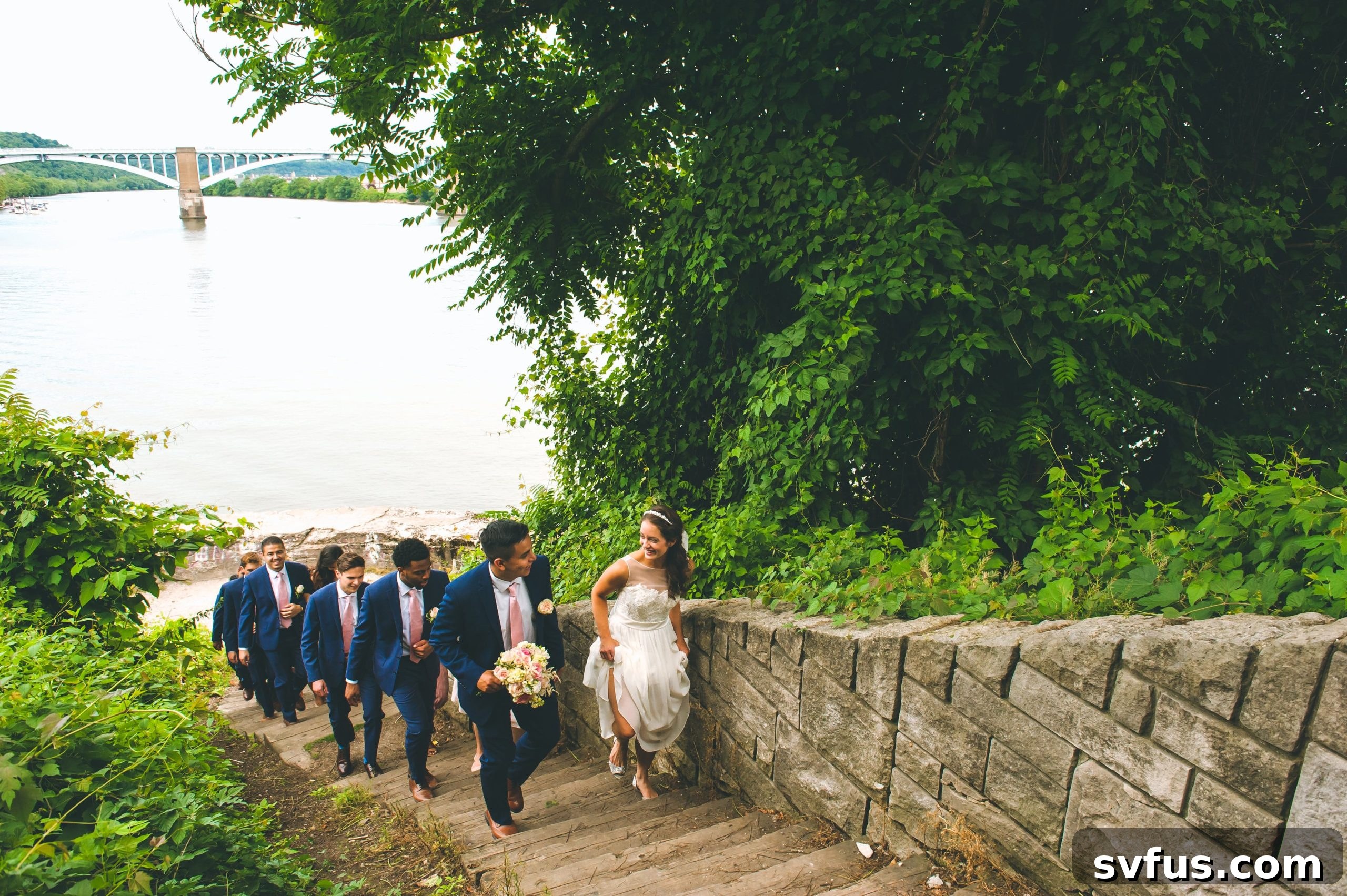 Elegant bridal portrait with the urban landscape of Pittsburgh