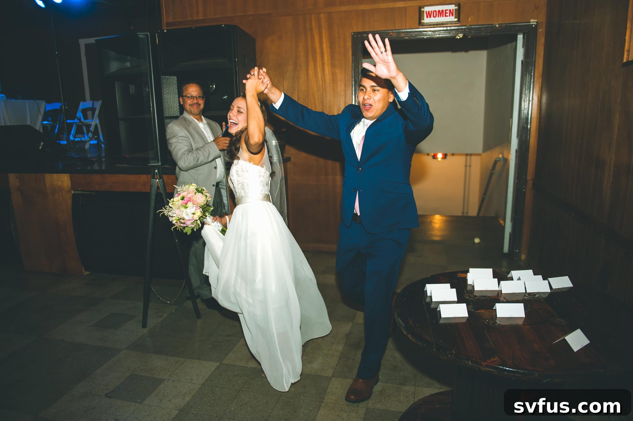 Dynamic shot of the wedding party celebrating at Spirit Pittsburgh