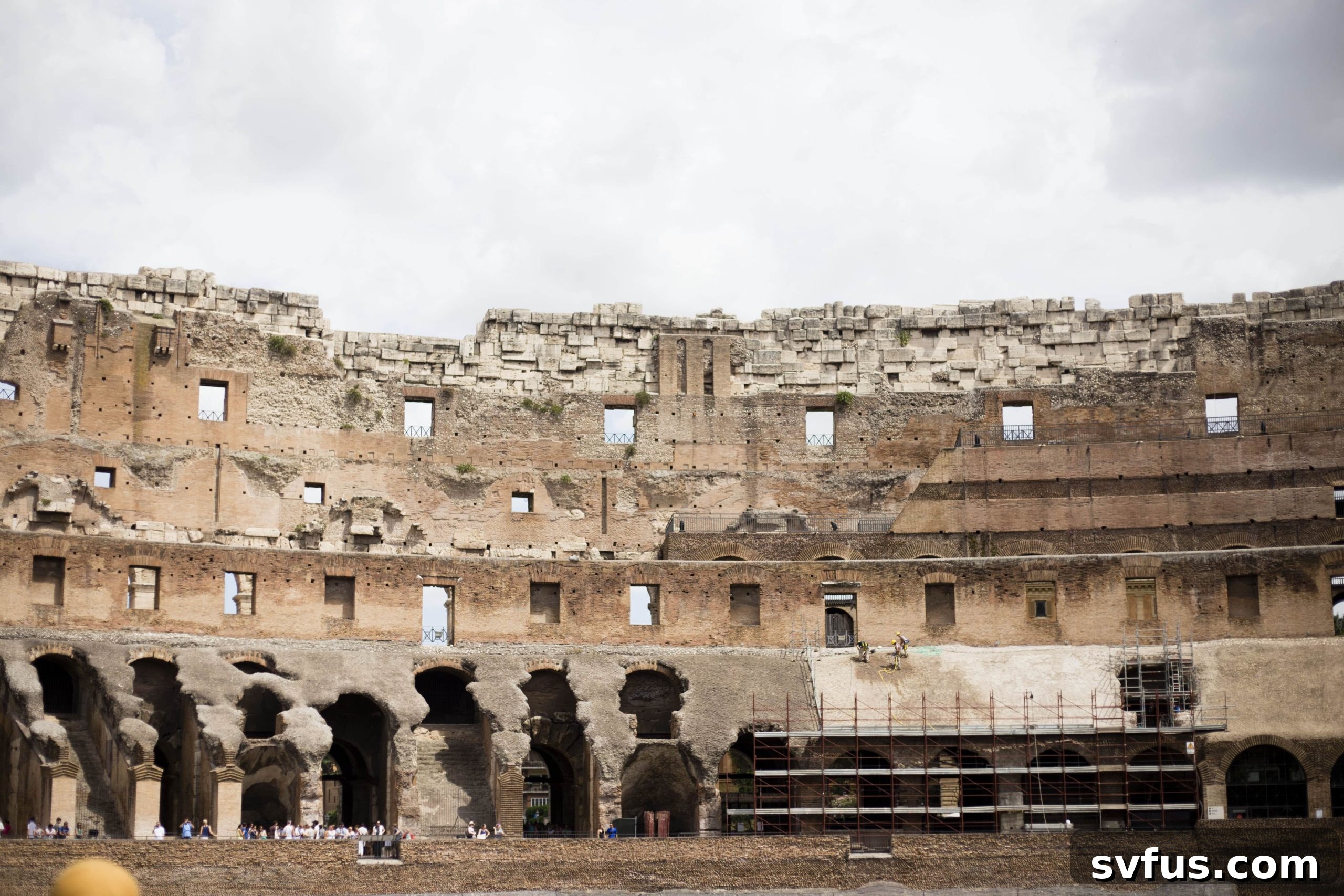 Historical details within the ancient walls of the Colosseum