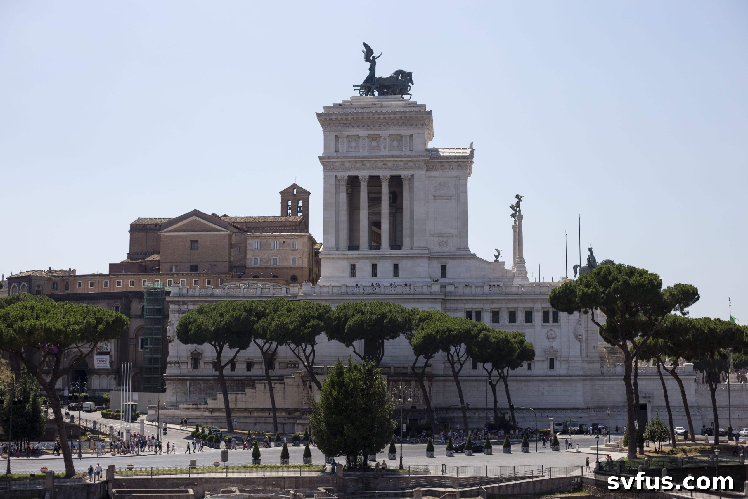 Charming street view in Rome, lined with historical buildings