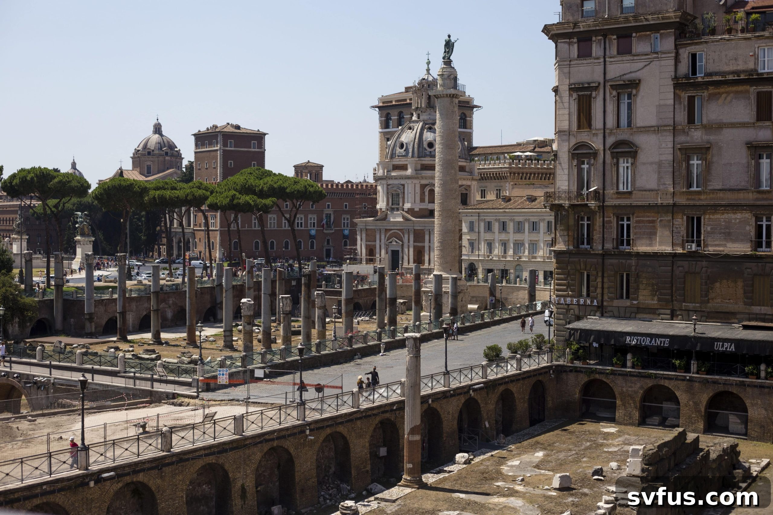 Expansive view of ancient Roman ruins, possibly the Forum of Augustus