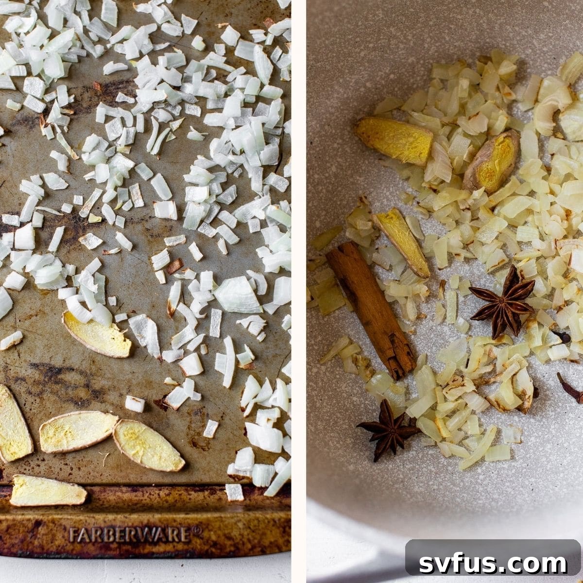 Whole spices, including star anise, cinnamon stick, and cloves, being gently toasted in a saucepan to release their aromas.