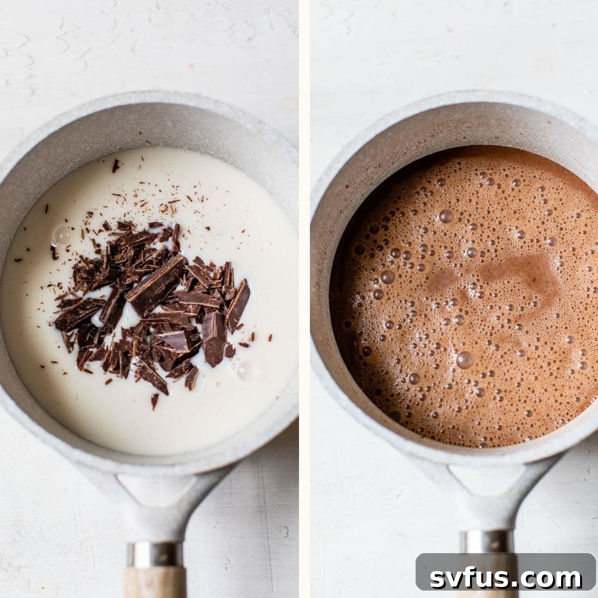 melted chocolate and milk in a saucepan