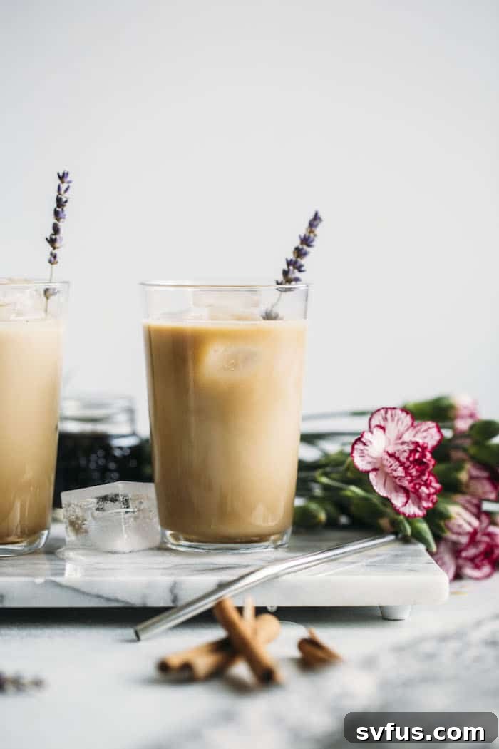 A LAVENDER dirty chai latte that's full of flavor and ready in just 5 minutes!