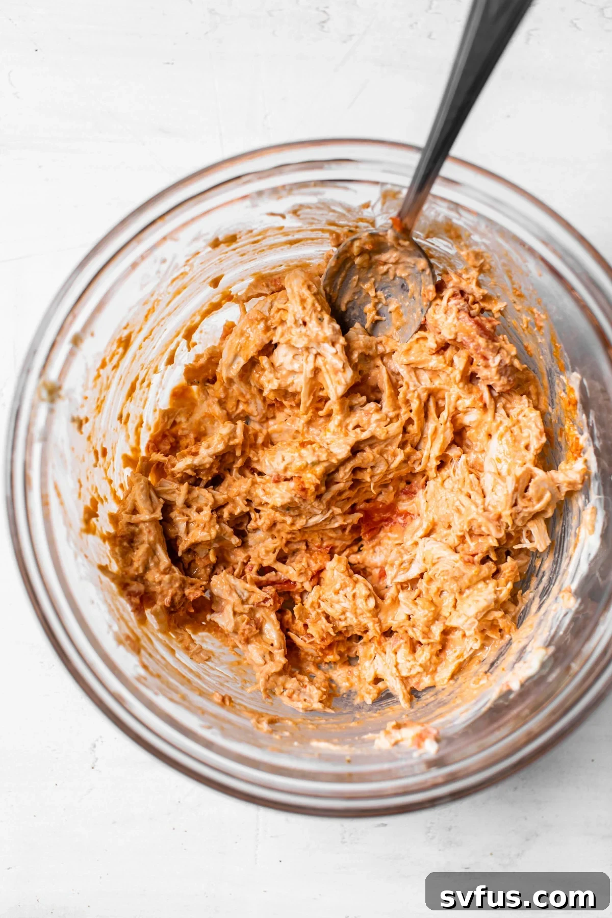 Finished chicken salad in a bowl, ready to serve