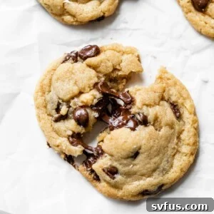 chocolate chip cookie on parchment paper