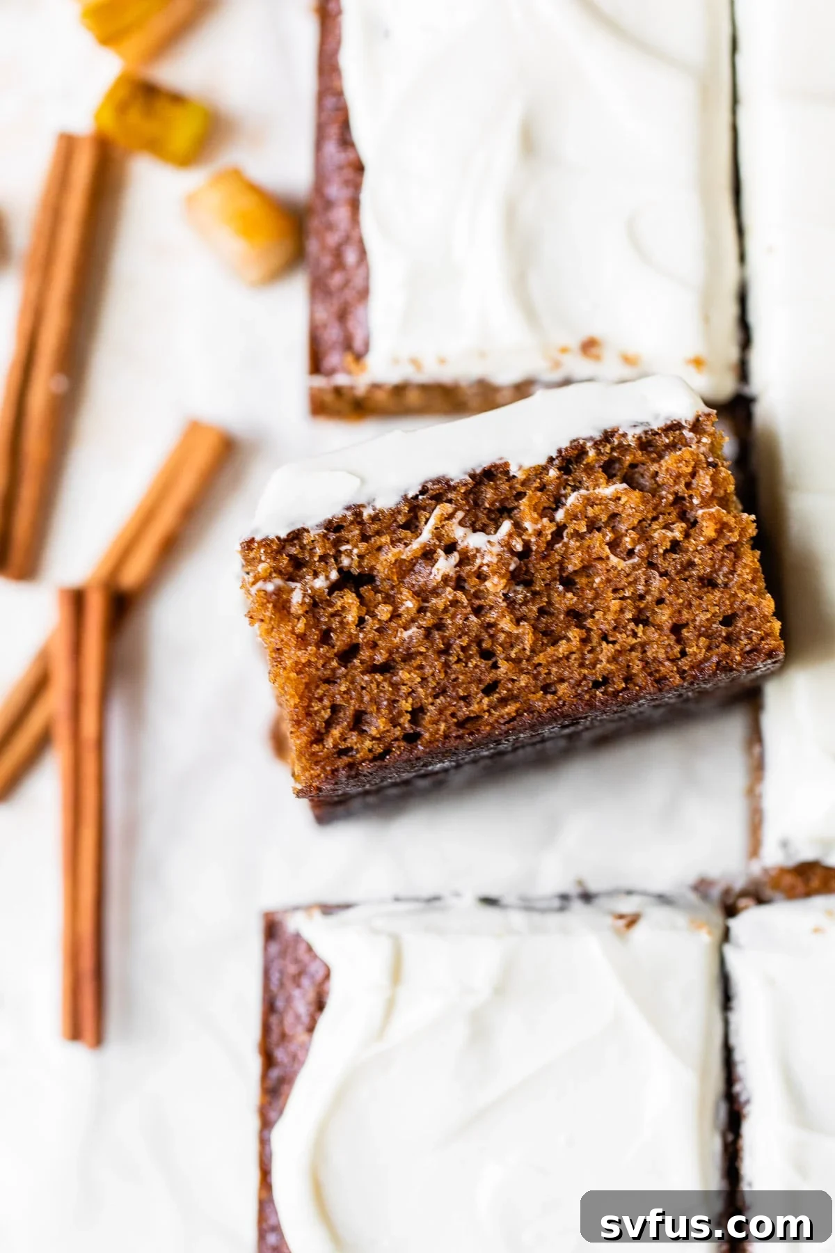 a piece of a cake on parchment paper