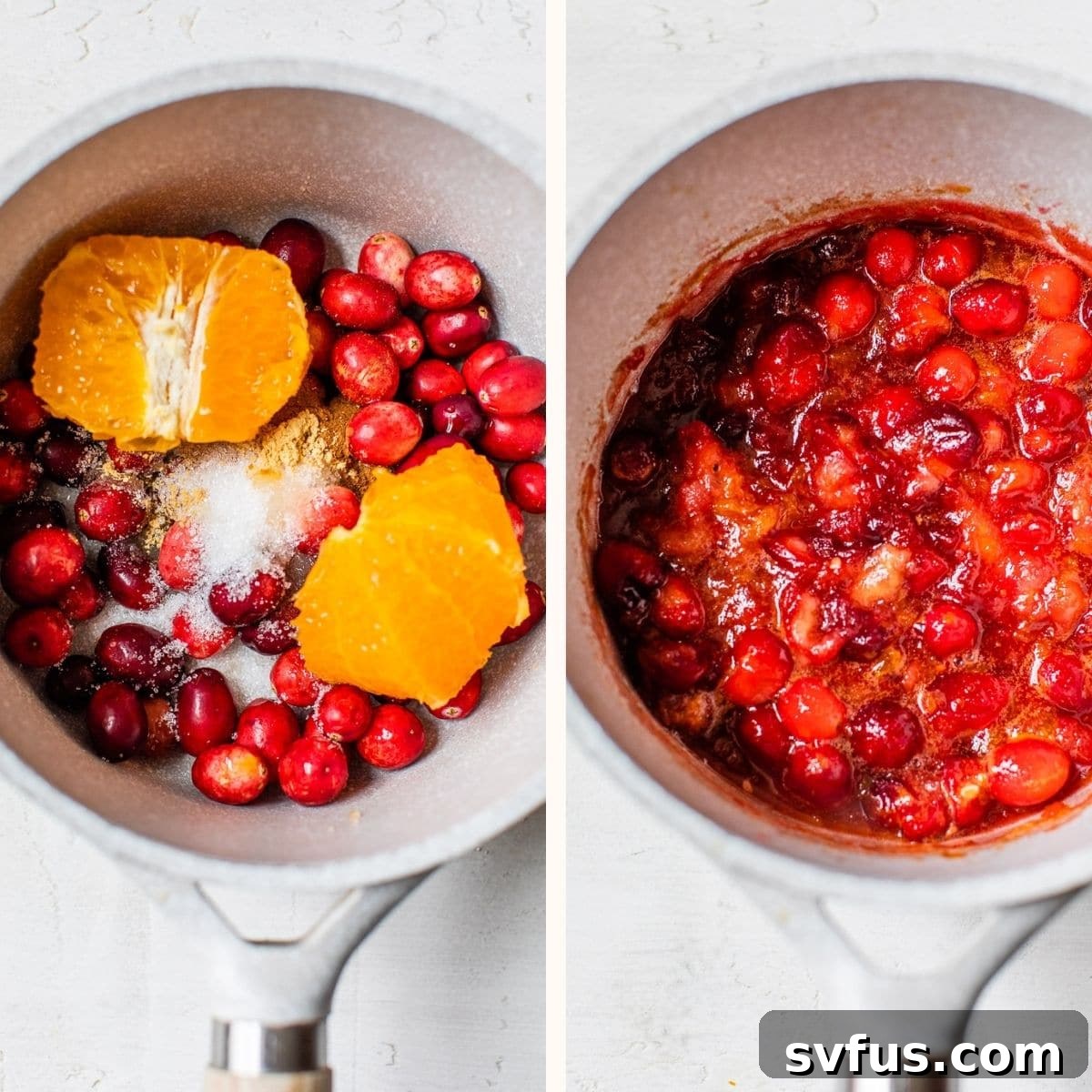 cranberry compote in a saucepan