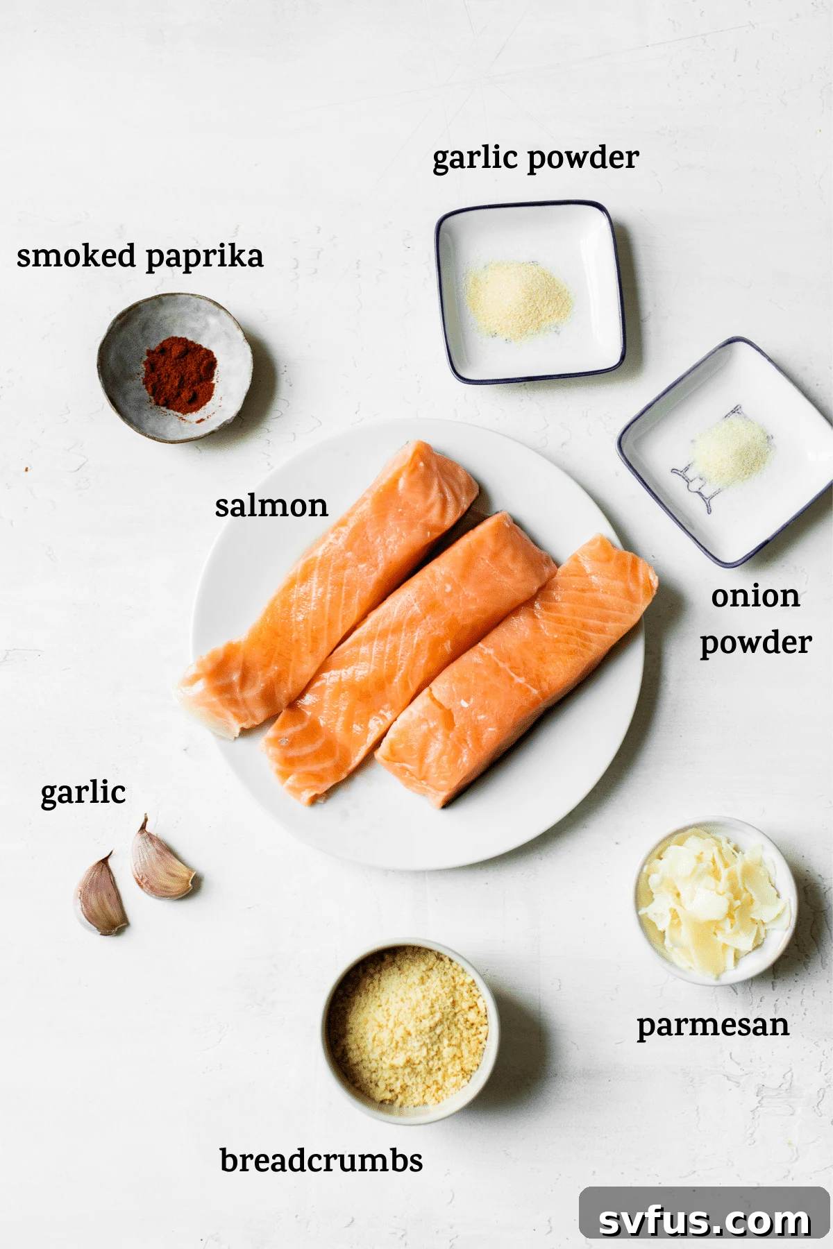 A plate of salmon with text