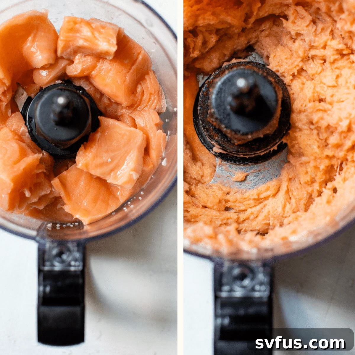 salmon in a food processor