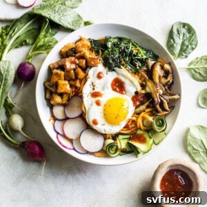 Tofu Sweet Potato Bibimbap | thealmondeater.com