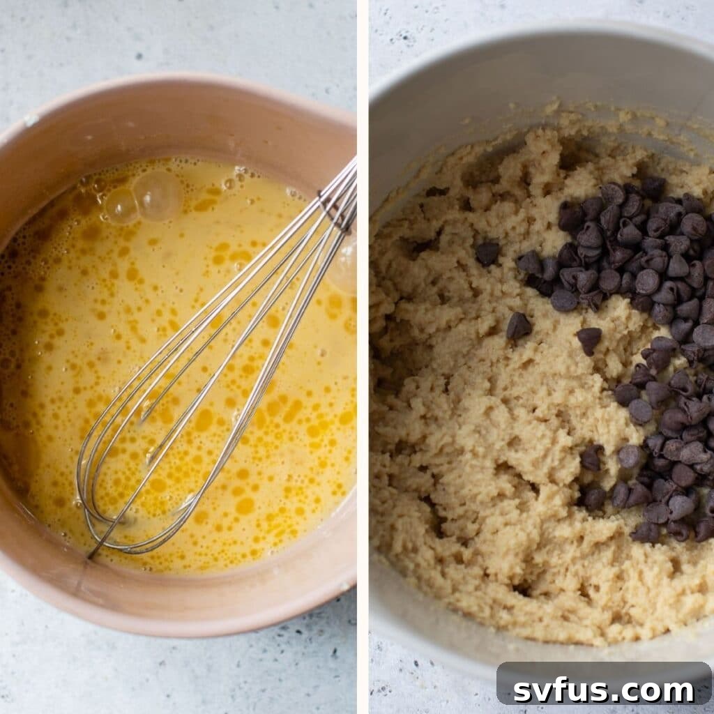 whisked eggs in a mixing bowl