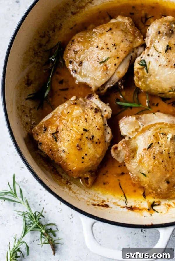 close-up of rosemary chicken in a dutch oven